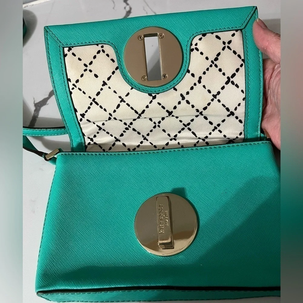 Kate Spade Sally Newberry Lane Turquoise Saffiano Crossbody Bag New Preppy